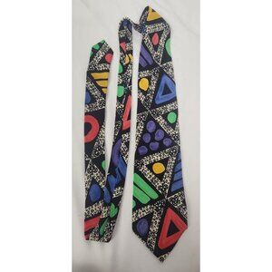 Vtg. Boss Hugo Boss 100% Silk Made In Italy Geometric Print Tie